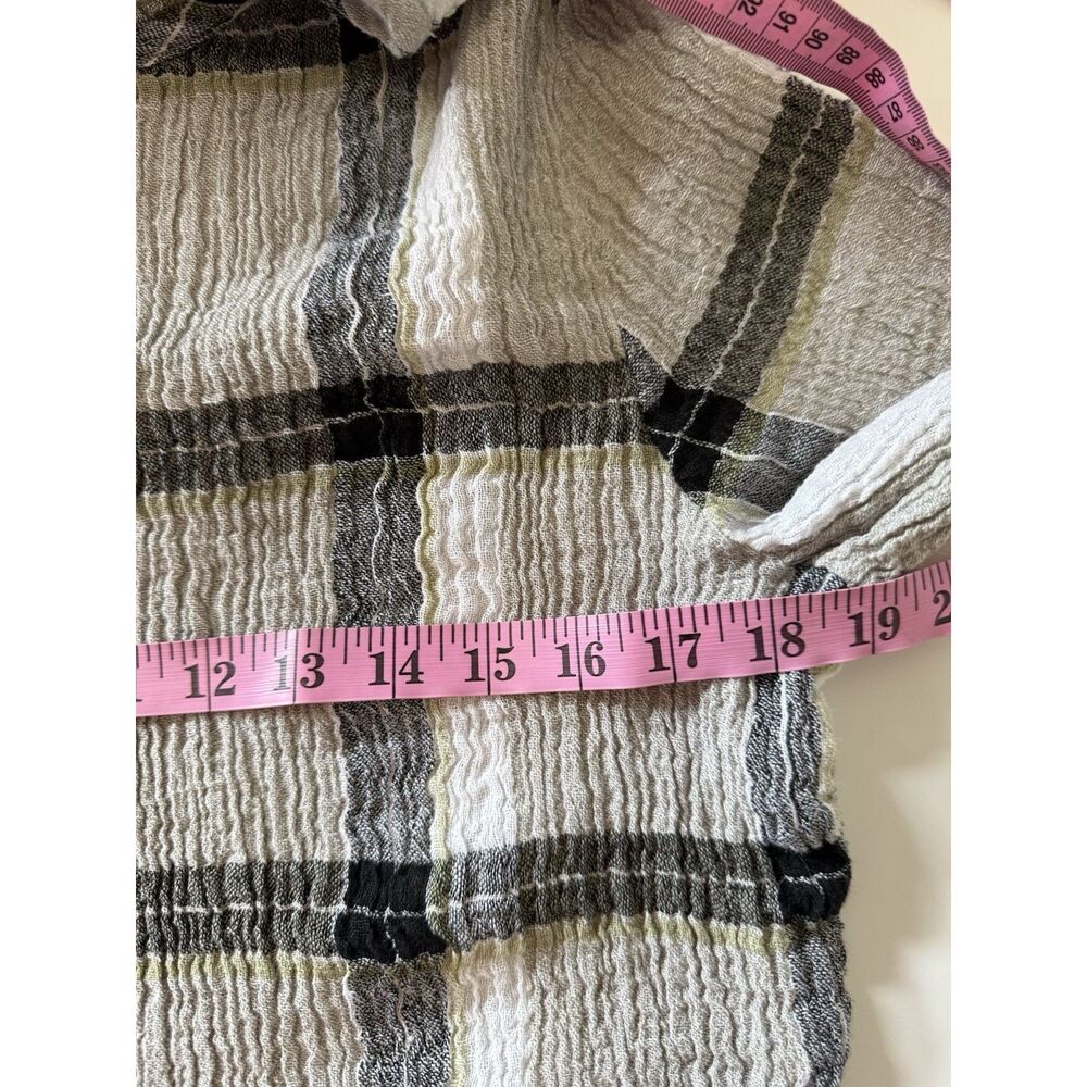 Habitat Linen Blend Top Crinkle Artsy Blouse Button Cuff Asymmetric Lagenlook XL - Picture 9 of 13